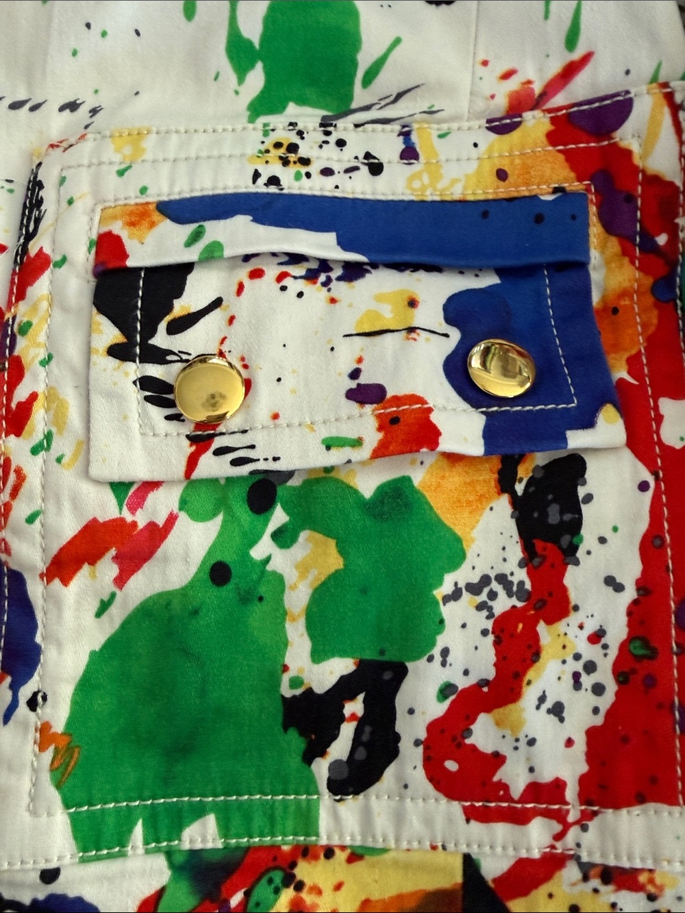 Muse White Cropped Blazer with Multicolor Paint-Splash Print - Picture 9 of 10